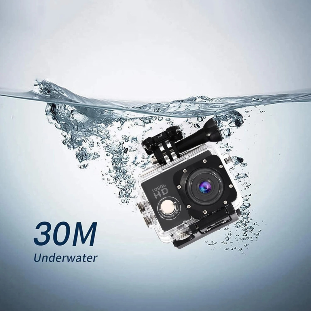 HD 1080p Sports Camera – Waterproof Action Cam with 2-Inch Screen.